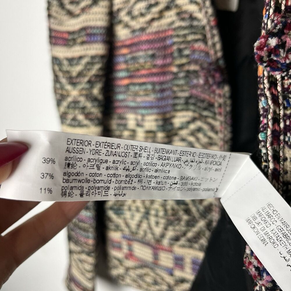 NWT Zara Jacquard Jacket Cardigan Wool / Cotton Blend in Multicolor XS Boho - Picture 6 of 9